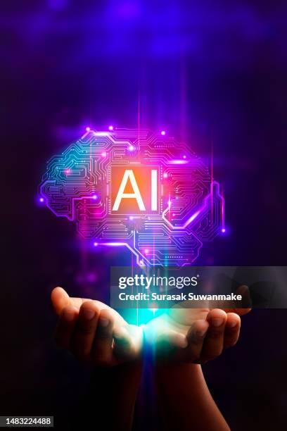 internet technology and people's networks use ai to help with work, ai learning or artificial intelligence in business and modern technology, ai technology in everyday life. - artificial intelligence stock-fotos und bilder