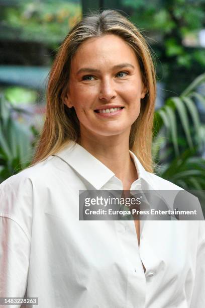 Model Bar Refaeli poses during the presentation of the new Xti collection, April 19 in Madrid, Spain.