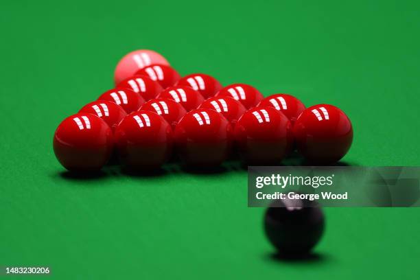 General view of the ball set up on Day Five of the Cazoo World Snooker Championship 2023 at Crucible Theatre on April 19, 2023 in Sheffield, England.
