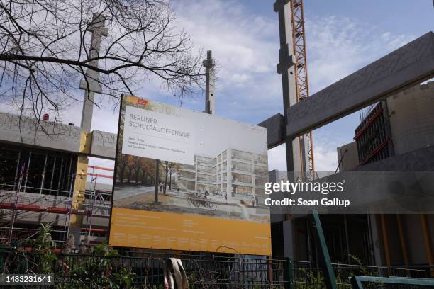 The construction site of a new elementary school stands on April 19, 2023 in Berlin, Germany. The city of Berlin is investing over half a billion...