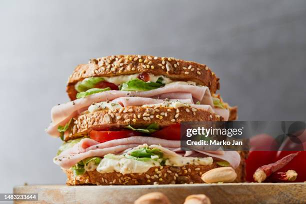 sandwich for breakfast - delicatessen stock pictures, royalty-free photos & images