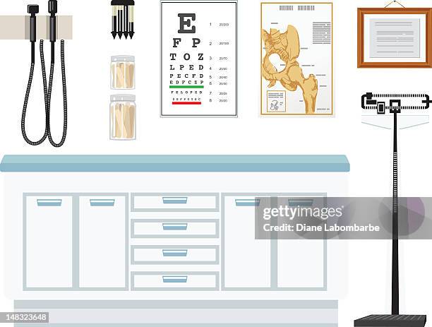 doctor's office elements - eye test stock illustrations