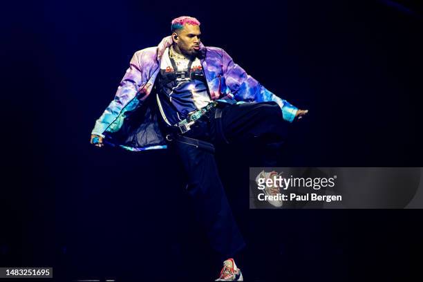 Singer, rapper and songwriter Chris Brown performs on stage at Ziggo Dome, Amsterdam, Netherlands 6th March 2023.