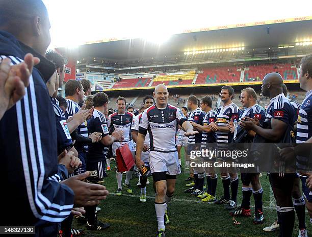 Rebels centre Stirling Mortlock leaves the field after the Super Rugby match between DHL Stormers and Melbourne Rebels at DHL Newlands on July 14,...