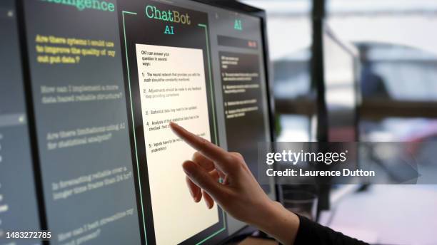 artificial intelligence touch screen - artificial intelligence stock pictures, royalty-free photos & images