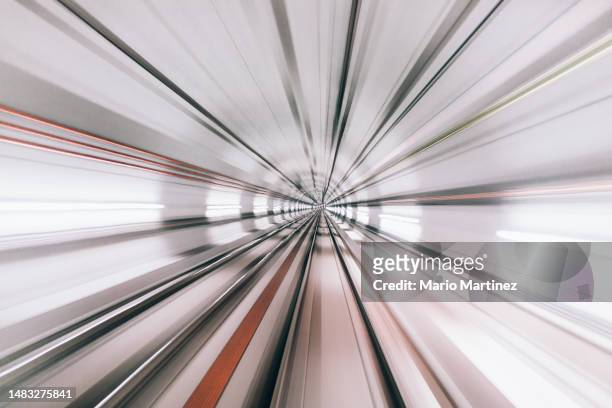 fast speed motion in subway tunnel - fast motion stock pictures, royalty-free photos & images