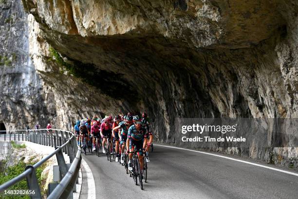 Matteo Fabbro of Italy and Team BORA-Hansgrohe leads the peloton during the 46th Tour of the Alps 2023, Stage 3 a 162.5km stage from Ritten to...