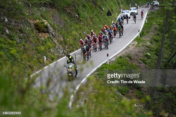 General view of the peloton competing during the 46th Tour of the Alps 2023, Stage 3 a 162.5km stage from Ritten to Brentonico San Valentino 1321m on...
