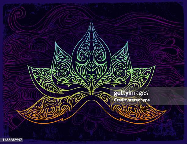 stockillustraties, clipart, cartoons en iconen met perfect lotus - spirituele verlichting
