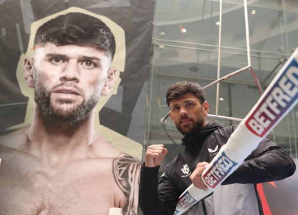 Joe Cordina takes part in a public work out ahead of his world Title Challenge against Shavkatdzhon Rakhimov on April 19, 2023 in Cardiff, Wales.