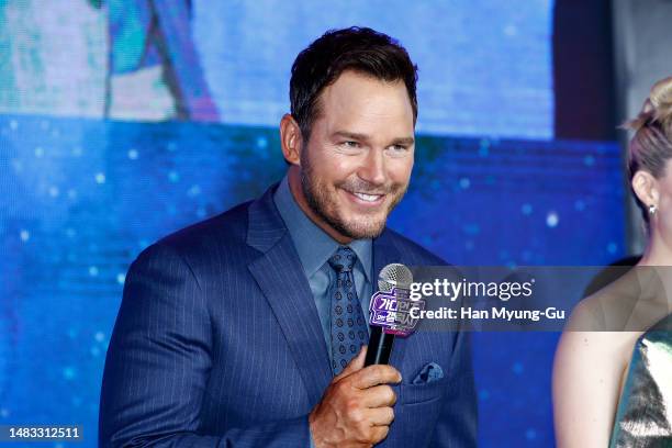 Actor Chris Pratt attends the Seoul premiere of Guardians Of The Galaxy Vol.3 at Dongdaemun Design Plaza on April 19, 2023 in Seoul, South Korea. The...