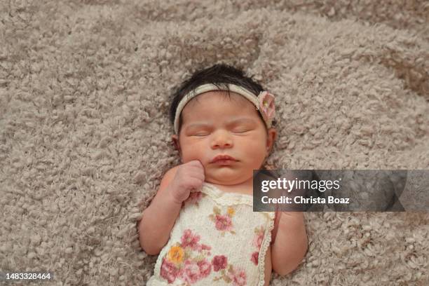 sleeping newborn girl - christa stock pictures, royalty-free photos & images