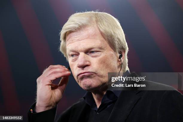 Oliver Kahn, CEO of FC Bayern Munich looks on prior to the UEFA Champions League quarterfinal second leg match between FC Bayern München and...