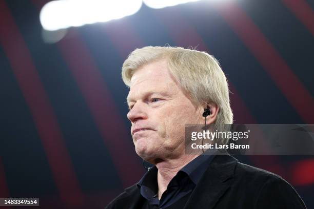 Oliver Kahn, CEO of FC Bayern Munich looks on prior to the UEFA Champions League quarterfinal second leg match between FC Bayern München and...