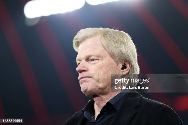 Oliver Kahn, CEO of FC Bayern Munich looks on prior to the UEFA Champions League quarterfinal second leg match between FC Bayern München and...