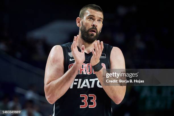 Marc Gasol of Basquet Girona during ACB League match between Real Madrid and Basquet Girona at WiZink Center on April 19, 2023 in Madrid, Spain.