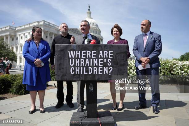 Rep. Don Bacon speaks as Sen. Amy Klobuchar , Rep. Jimmy Panetta , Ukrainian Ambassador to the U.S. Oksana Markarova and Prosecutor General of...