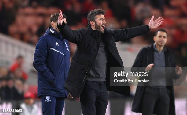 Middlesbrough head coach Michael Carrick reacts on the touchline during the Sky Bet Championship between Middlesbrough and Hull City at Riverside...