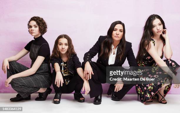 Hannah Alligood, Olivia Edward, Pamela Adlon and Mikey Madison of FX's 'Better Things' pose for a portrait during the 2019 Winter TCA Portrait Studio...