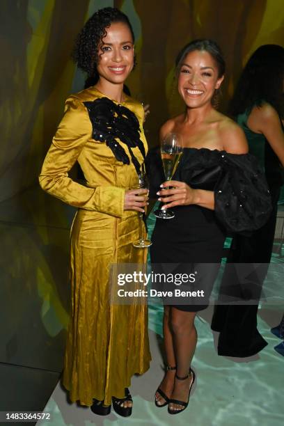 Gugu Mbatha-Raw and Antonia Thomas attend the La Mer heritage dinner at Frameless, Marble Arch Place on April 19, 2023 in London, England.