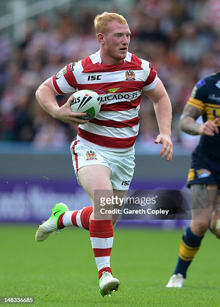 Liam Farrell of Wigan in action during the Carnegie Challenge Cup Semi Final match between Leeds Rhinos and Wigan Warriors at Galpharm Stadium on...