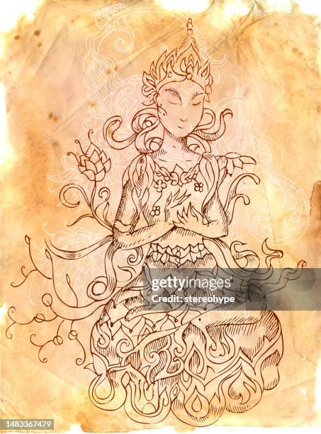 illustrations, cliparts, dessins animés et icônes de mudra bouddhiste - spiritual enlightenment