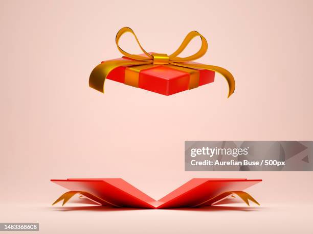 opened christmas gift box for product advertisement,3d illustration,romania - open romania imagens e fotografias de stock