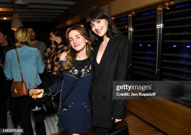 Addison Timlin and Dakota Johnson attend the Boat Rocker & TeaTime Pictures LA Screening of 'SLIP' hosted by Dakota Johnson at NeueHouse Hollywood on...