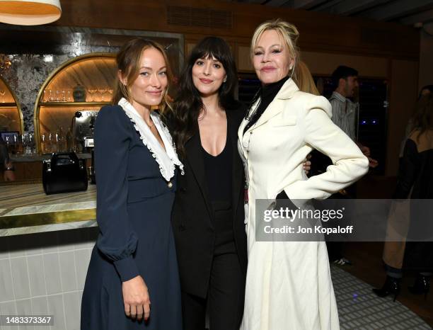 Olivia Wilde, Dakota Johnson, and Melanie Griffith attend the Boat Rocker & TeaTime Pictures LA Screening of 'SLIP' hosted by Dakota Johnson at...