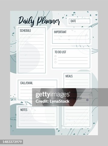 Blank Schedule Planner 3 Column 4 Line Daily Planner Printable Vector Template Blank Organizer Page A4 A5 ...