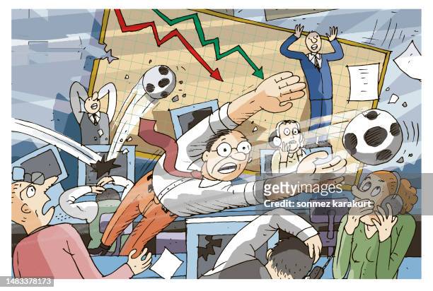 football club stocks fall - trading floor stock illustrations