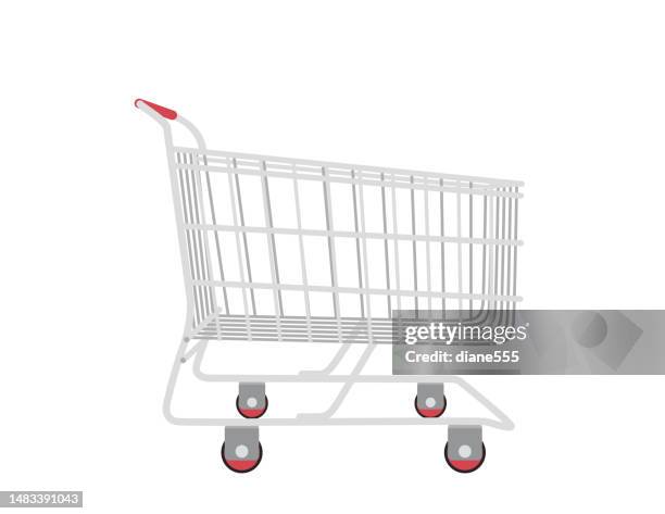 ilustrações de stock, clip art, desenhos animados e ícones de empty grocery cart - carrinho de puxar carrinho