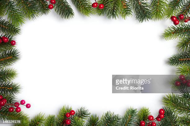 christmas frame - holiday wreath stockfoto's en -beelden