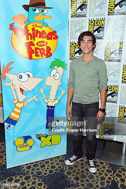 Actor Vincent Martella attends Disney's "Phineas And Ferb" "Gravity Falls" and "Fish Hooks" Press Room during Comic-Con International 2012 at Hilton...