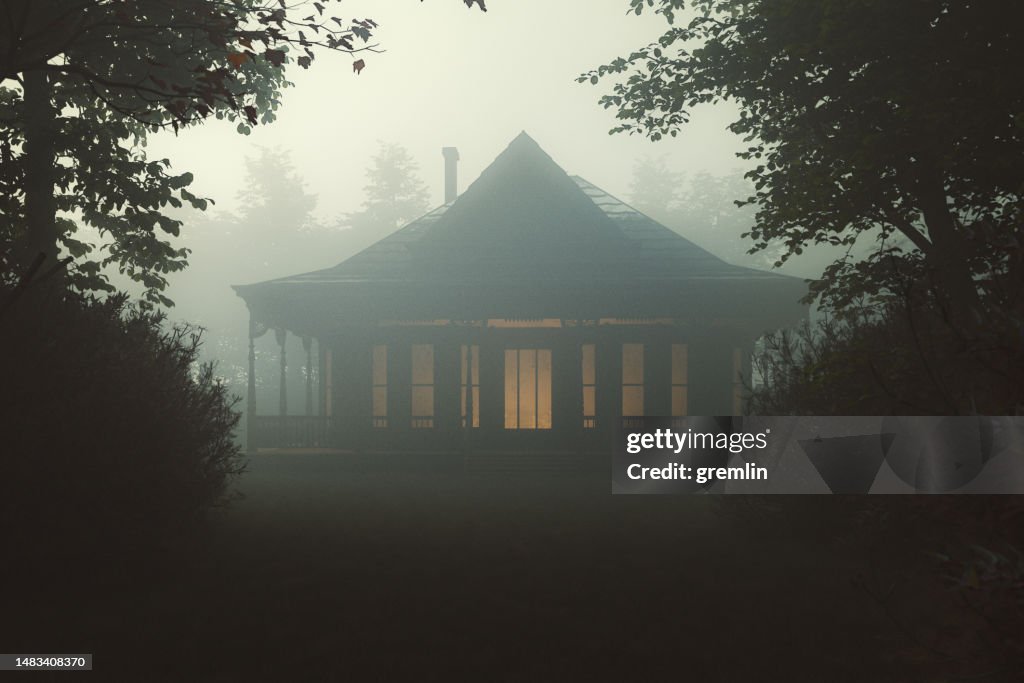 Spooky old rural house in the woods