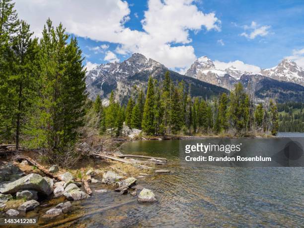 taggart lake in grand teton national park - taggart lake trail stock pictures, royalty-free photos & images