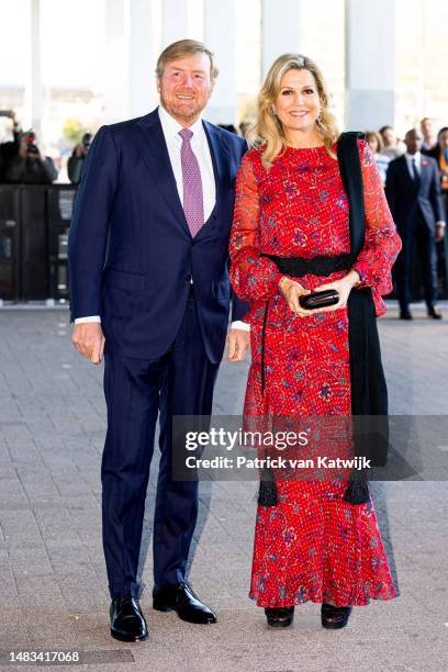 King Willem-Alexander of The Netherlands and Queen Maxima of The Netherlands attend the Kingsday concert in Ahoy on April 19, 2023 in Rotterdam,...