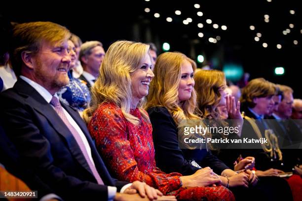 King Willem-Alexander of The Netherlands, Queen Maxima, Princess Amalia of The Netherlands and Princess Ariane of The Netherlands attend the Kingsday...