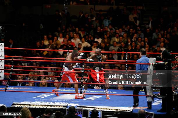Devon Alexander defeats DeMarcus Corley by Unaimous Decision during their Super Lightweight fight at Madison Square Garden on January 19, 2008 in New...