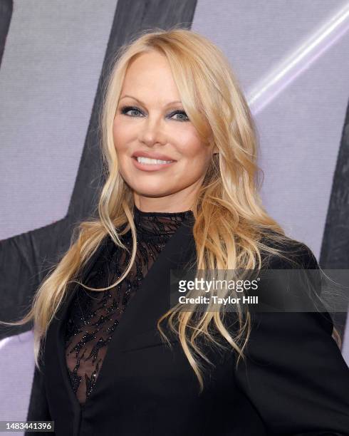 Pamela Anderson attends the H&M Mugler launch at 894 Lexington on April 19, 2023 in New York City.