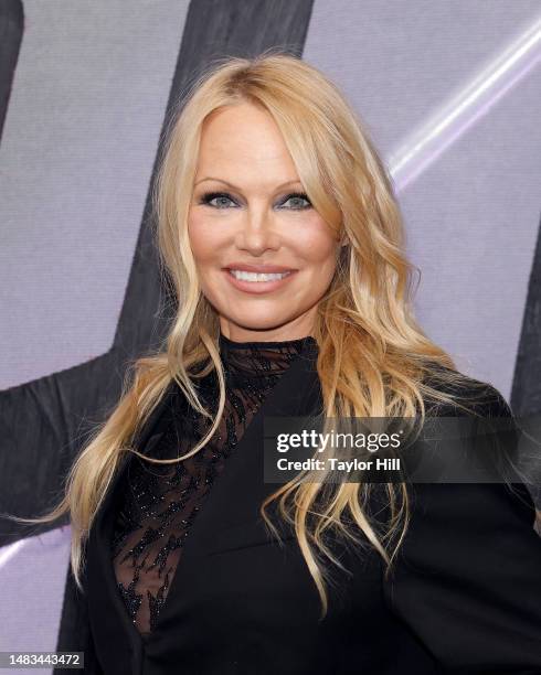 Pamela Anderson attends the H&M Mugler launch at 894 Lexington on April 19, 2023 in New York City.