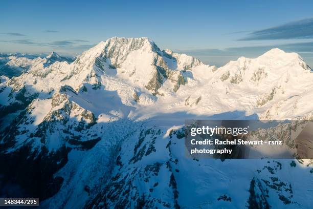 aoraki mount cook aerial - new zealand southern alps stock pictures, royalty-free photos & images