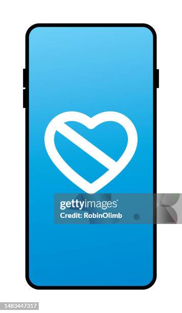 no heart smart phone icon - ghosted stock illustrations