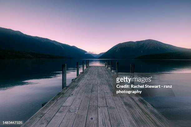 lake rotoiti st arnaud nelson lakes - nelson lakes national park stock pictures, royalty-free photos & images