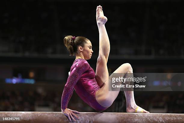 McKayla Maroney competes on the balance beam during day 4 of the 2012 U.S. Olympic Gymnastics Team Trials at HP Pavilion on July 1, 2012 in San Jose,...