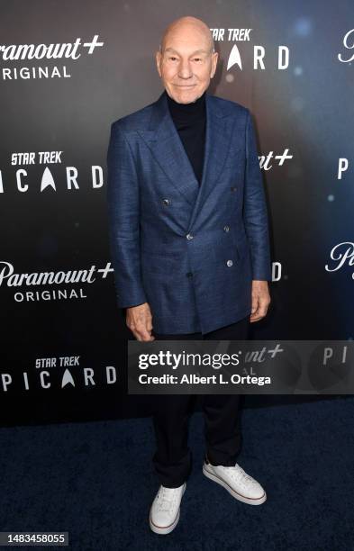 Patrick Stewart attends "Star Trek: Picard" season 3 FYC event held at AMC The Grove 14 on April 19, 2023 in Los Angeles, California.