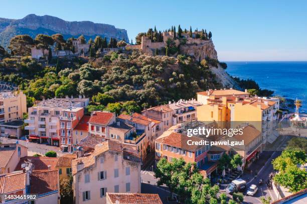 aerial view of cassis france - calanques stock pictures, royalty-free photos & images