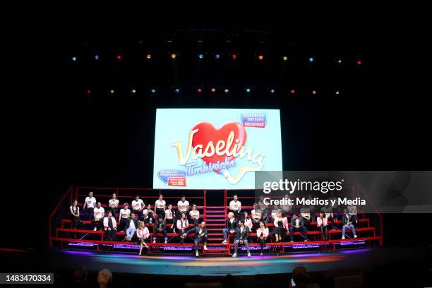 General view during the press conference to present the new cast of the play 'Vaselina' at Centro Cultural Teatro 1 on April 19, 2023 in Mexico City,...