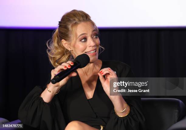 Jeri Ryan speaks during Q&A at the IMAX "Picard" screening at AMC The Grove 14 on April 19, 2023 in Los Angeles, California.