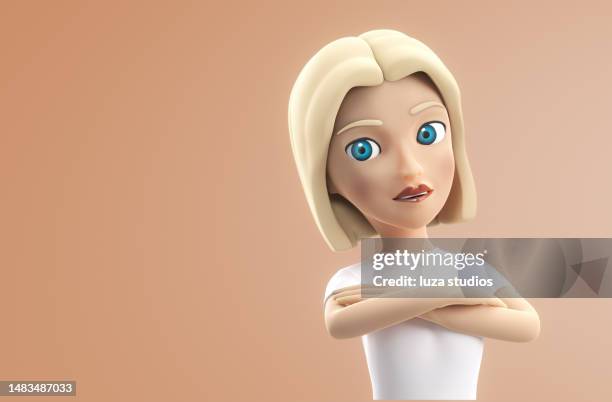 portrait of a female avatar, made for web3 and the metaverse - three dimensional icons stock pictures, royalty-free photos & images